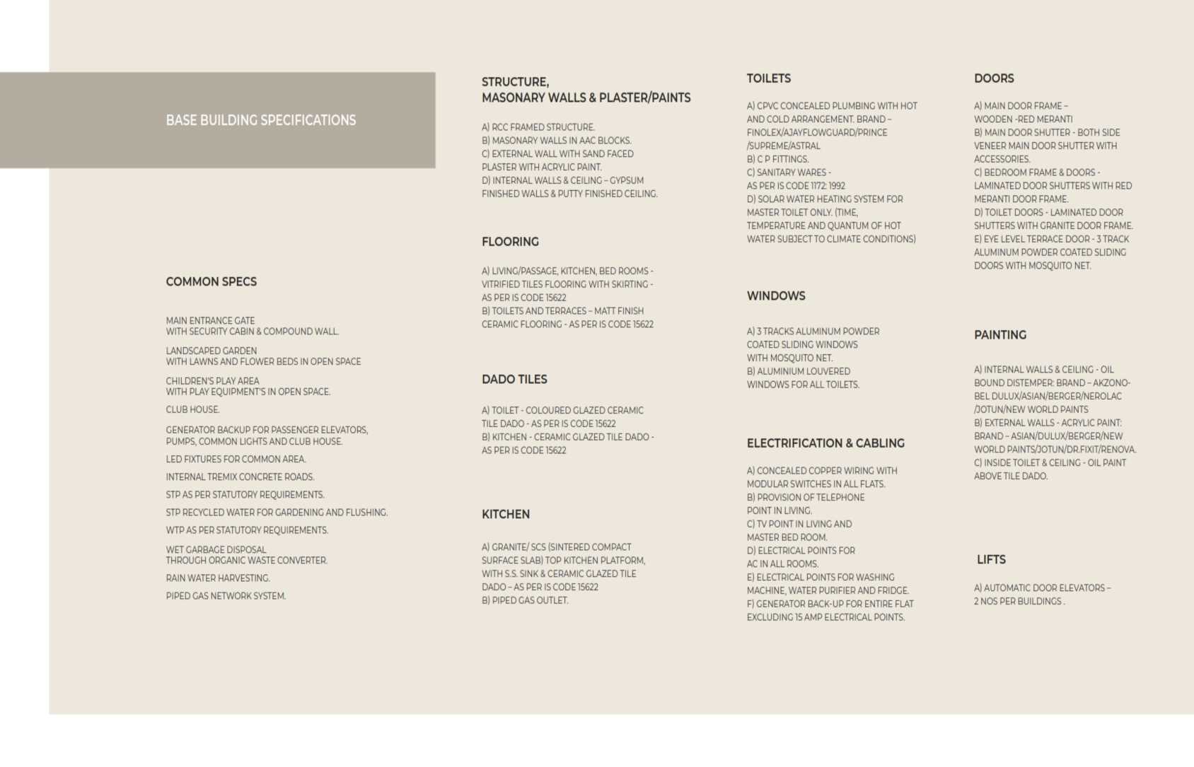 specifications